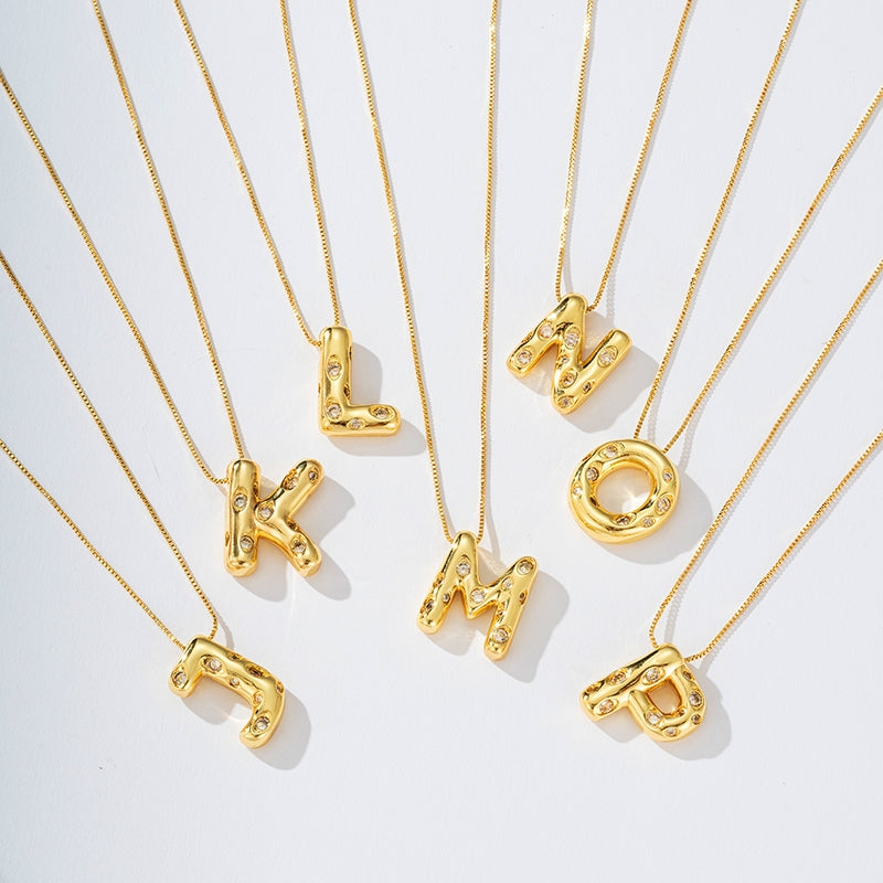 Elegant Gold Plated Zircon Letter Pendant Necklace - Minimalist Design