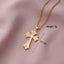 Copper Plated Zircon Cross Pendant Necklace for Men and Women