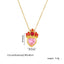 Gold Plated Heart Crown Pendant Necklace - Titanium Steel Pink Clavicle Chain