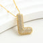 Korean Style Gold Plated Zircon Letter Pendant Necklace