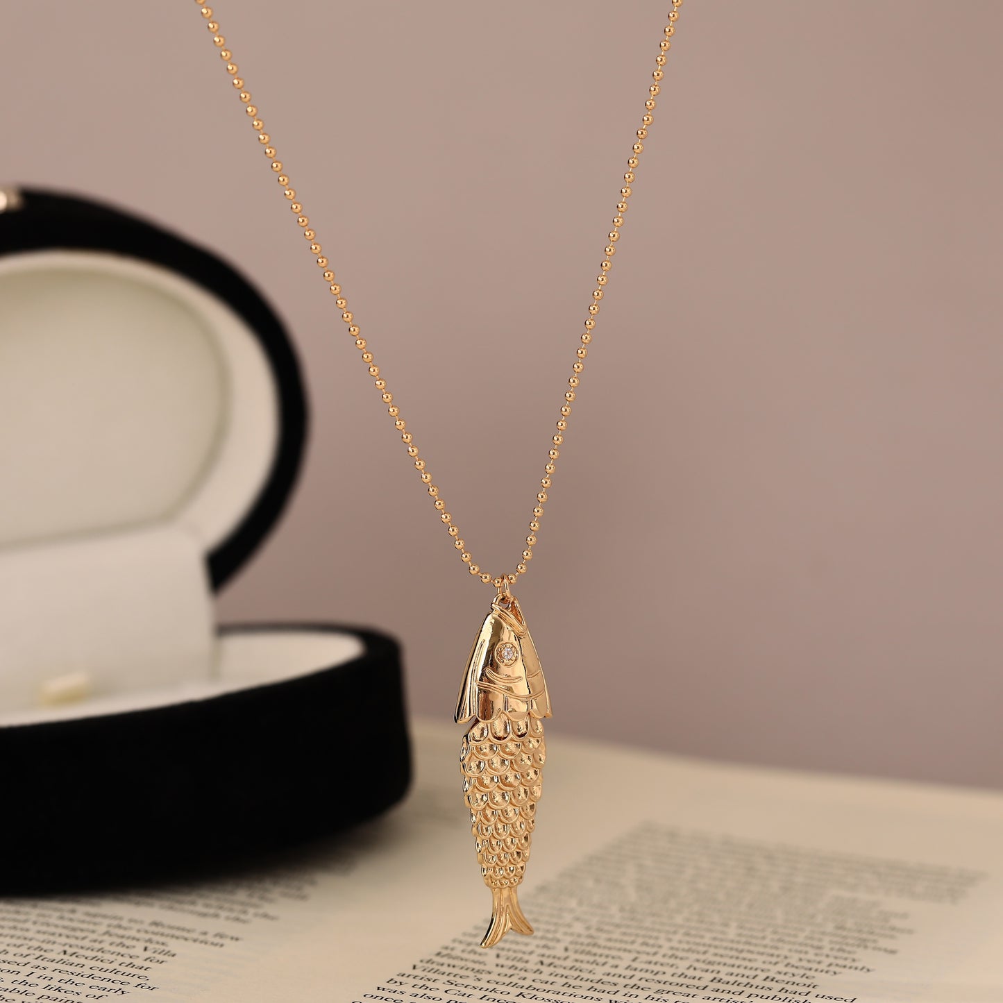 Gold Plated Koi Zircon Pendant Necklace