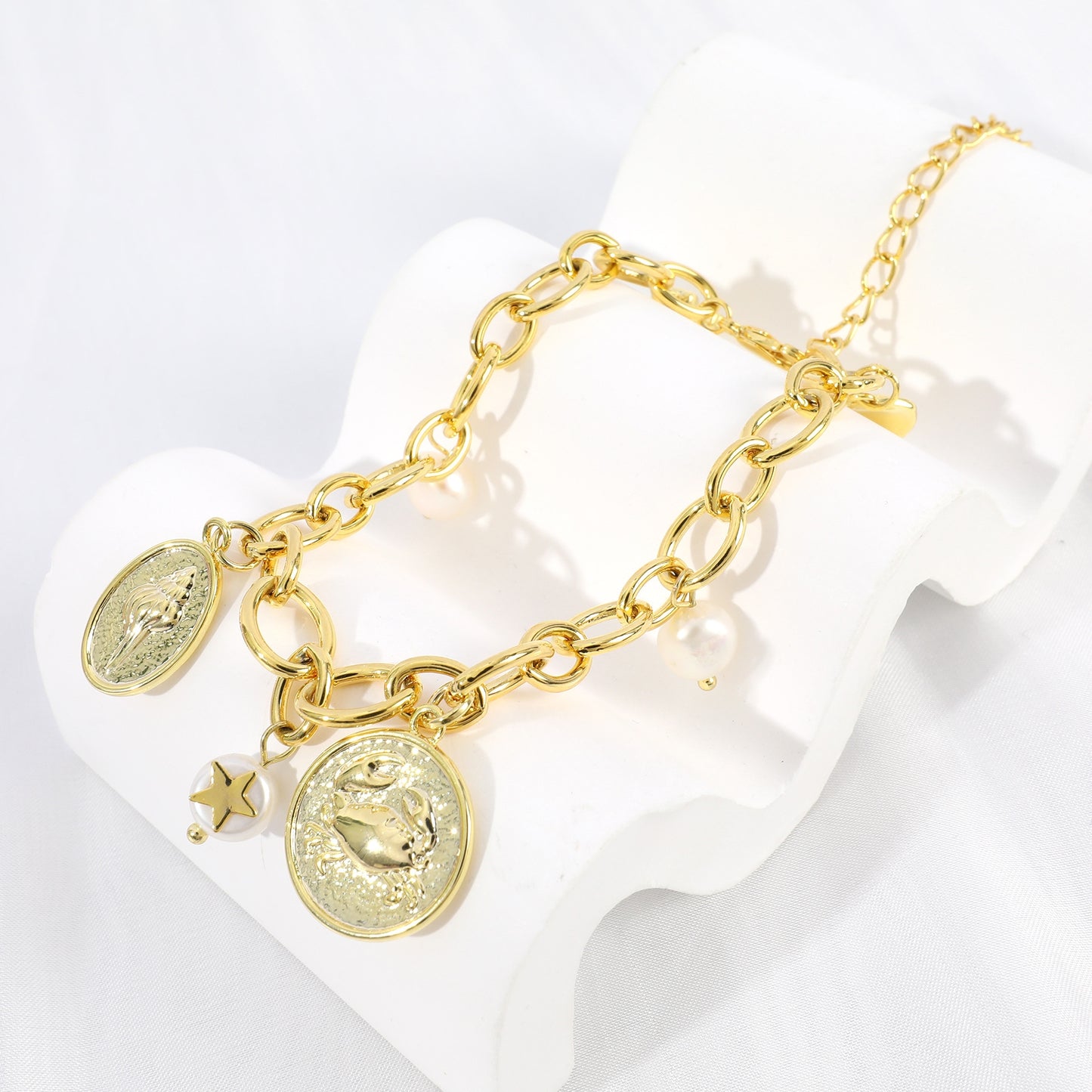 Copper Gold Plated Zircon Conch Shell Bracelet for Women