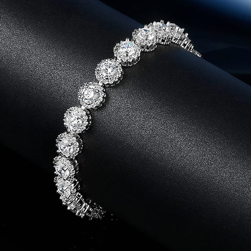 Copper Gold Plated Zircon Flower Tennis Bracelet