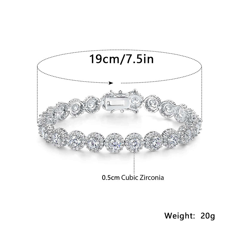 Copper Gold Plated Zircon Flower Tennis Bracelet