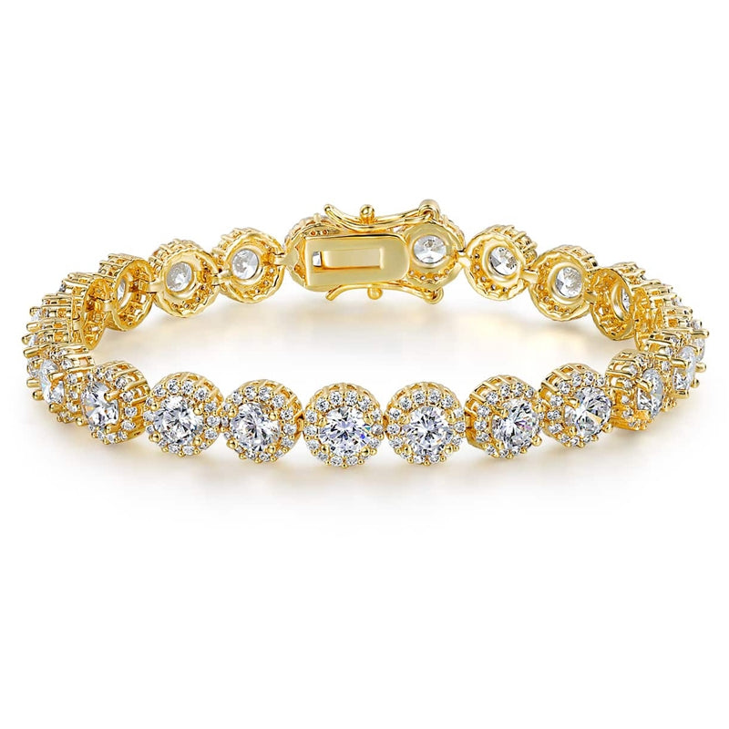 Copper Gold Plated Zircon Flower Tennis Bracelet