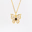 Copper Inlay Butterfly Pendant Necklace with Colorful Marquise Zirconia