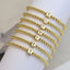 18k Gold Plated Copper Letter Zircon Beaded Stretch Bracelet