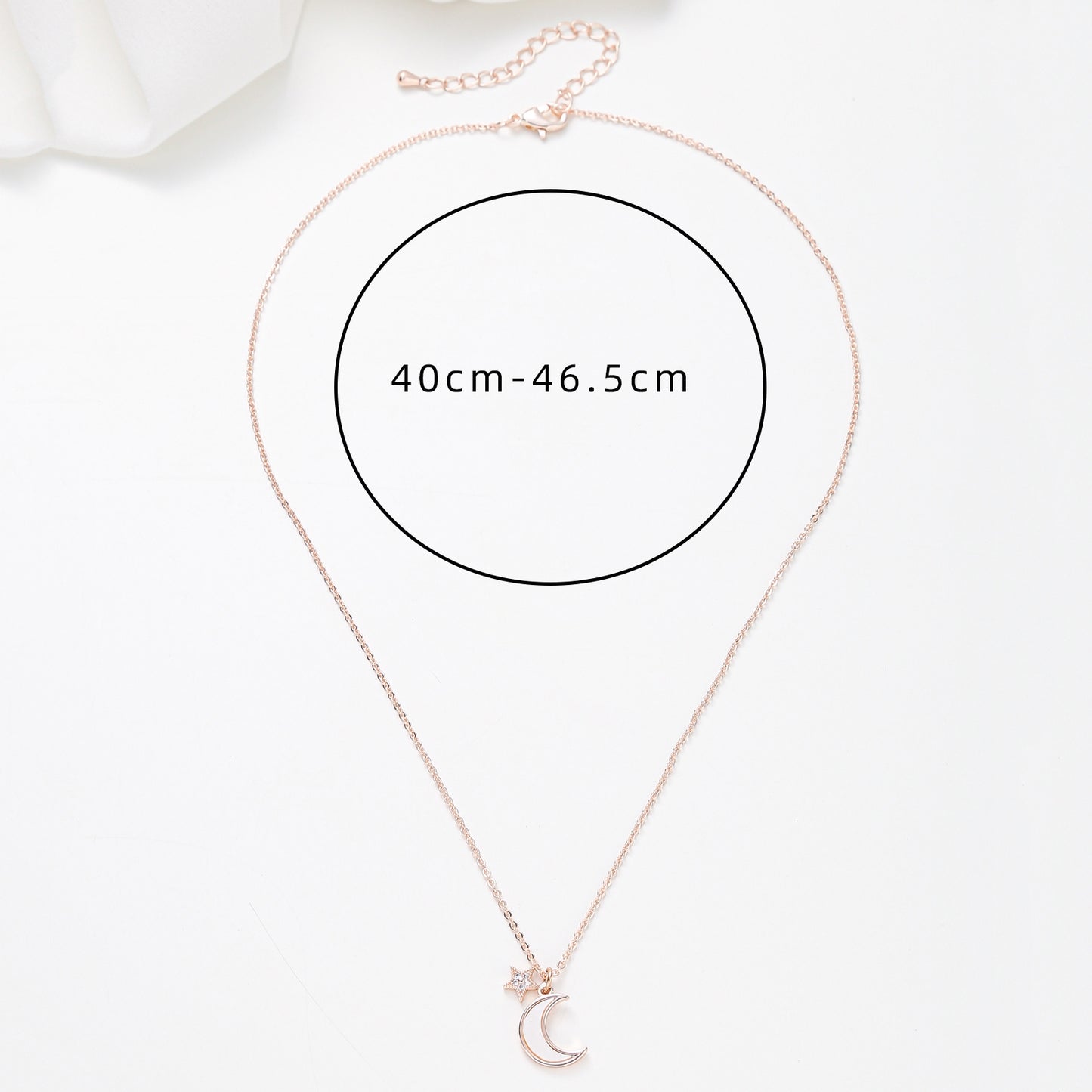 Copper Inlay Star and Moon Zircon Pendant Necklace - Minimalist Style for Women