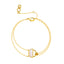 14K Gold Plated Geometric Shell & Mother-of-Pearl Flower Bracelet with Zircon and Diamond Cut-Out Design