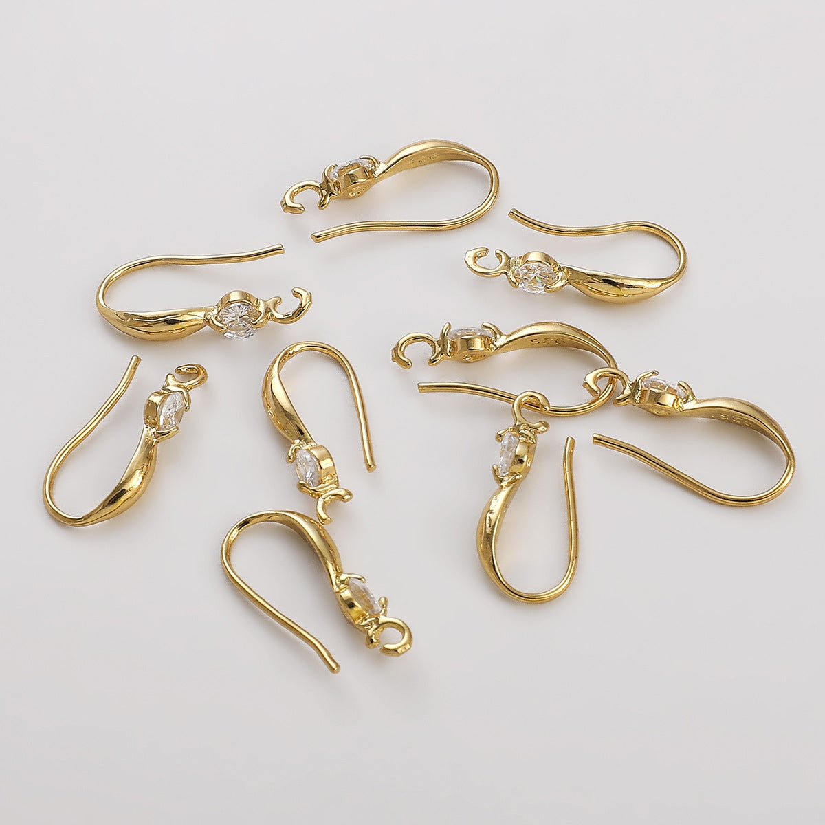 14K Gold Plated Large Zircon Hoop Earrings - Handmade DIY Jewelry Accessories