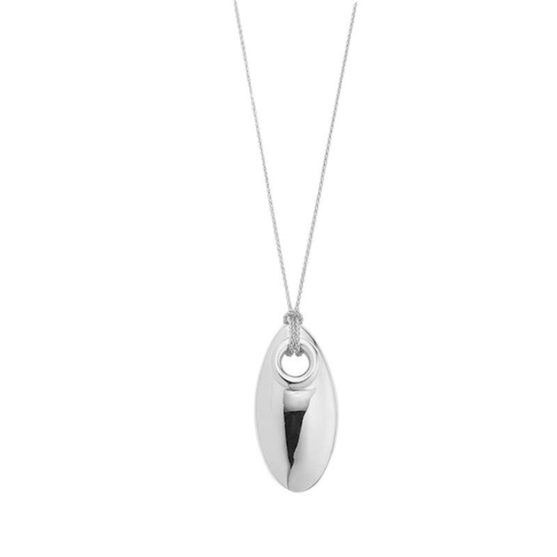 Silver Plated Geometric Teardrop Pendant Necklace - Minimalist Vintage Style