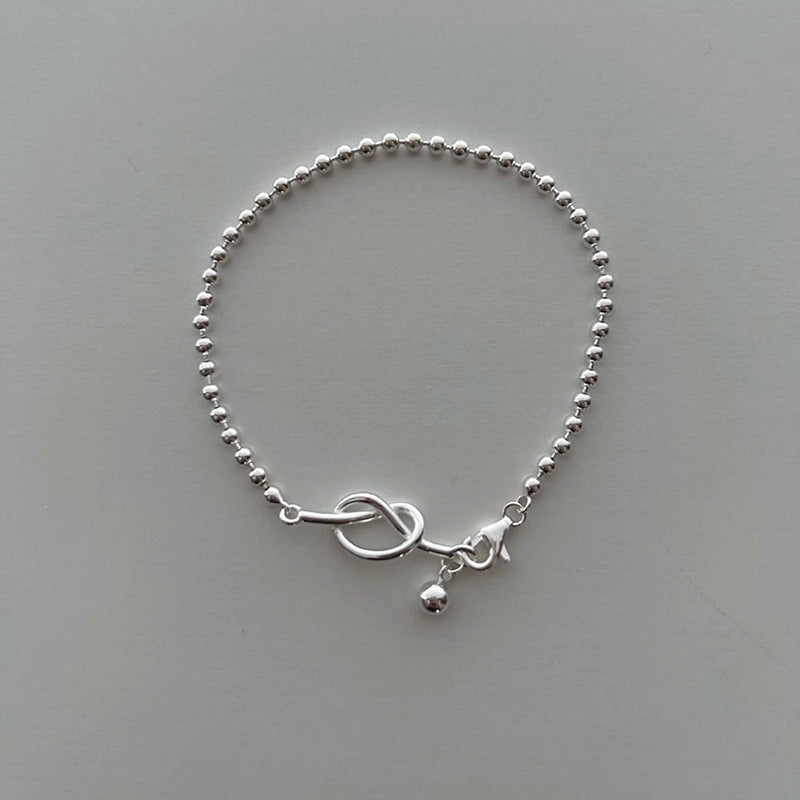 Vintage Style Silver Plated Knotted Love Bead Bracelet for Women