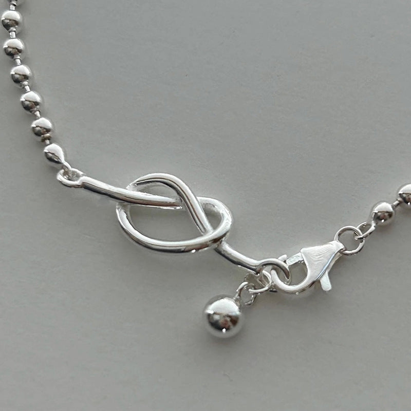 Vintage Style Silver Plated Knotted Love Bead Bracelet for Women