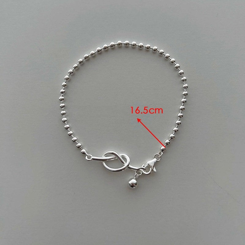 Vintage Style Silver Plated Knotted Love Bead Bracelet for Women