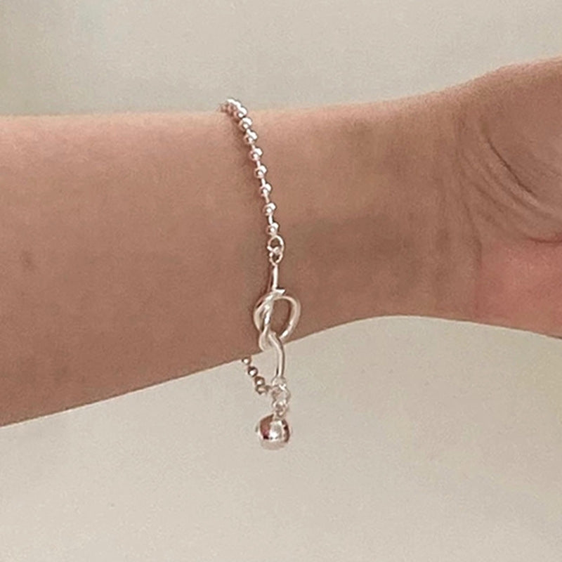 Vintage Style Silver Plated Knotted Love Bead Bracelet for Women