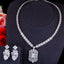 Copper White Gold Plated Heart Crown Snowflake Zirconia Bridal Jewelry Set