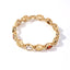 Gold Plated Geometric Zircon Bracelet with Round Inlay Design