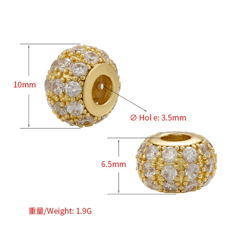 Gold Plated Copper Micro Pave Zircon Large Hole Spacer Beads for DIY Jewelry Making Necklace Bracelet VZ271