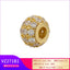 Gold Plated Copper Micro Pave Zircon Large Hole Spacer Beads for DIY Jewelry Making Necklace Bracelet VZ271