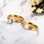 Couple Rhinestone Stainless Steel Matte Gold Zircon Rings