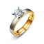 Couple Rhinestone Stainless Steel Matte Gold Zircon Rings