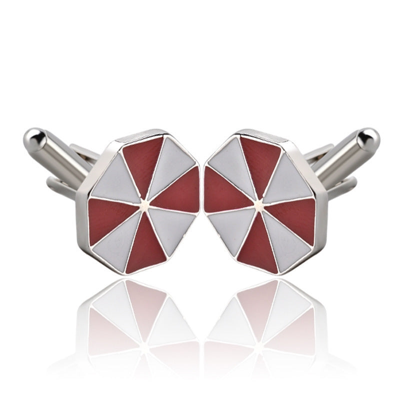 Geometric Flag Wolf Head Alloy Cufflinks for Men