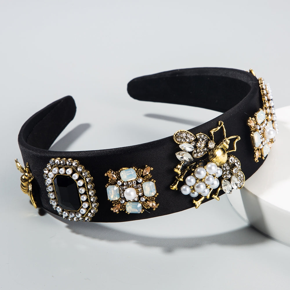 Creative Baroque Rhinestone and Pearl Bee Headband Wreath