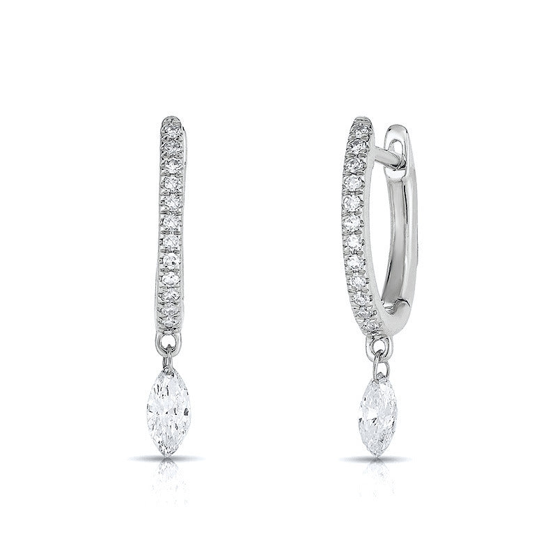 Creative Geometric Zircon Drop Earrings with S925 Silver Needle