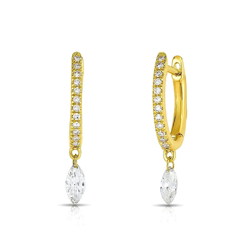 Creative Geometric Zircon Drop Earrings with S925 Silver Needle