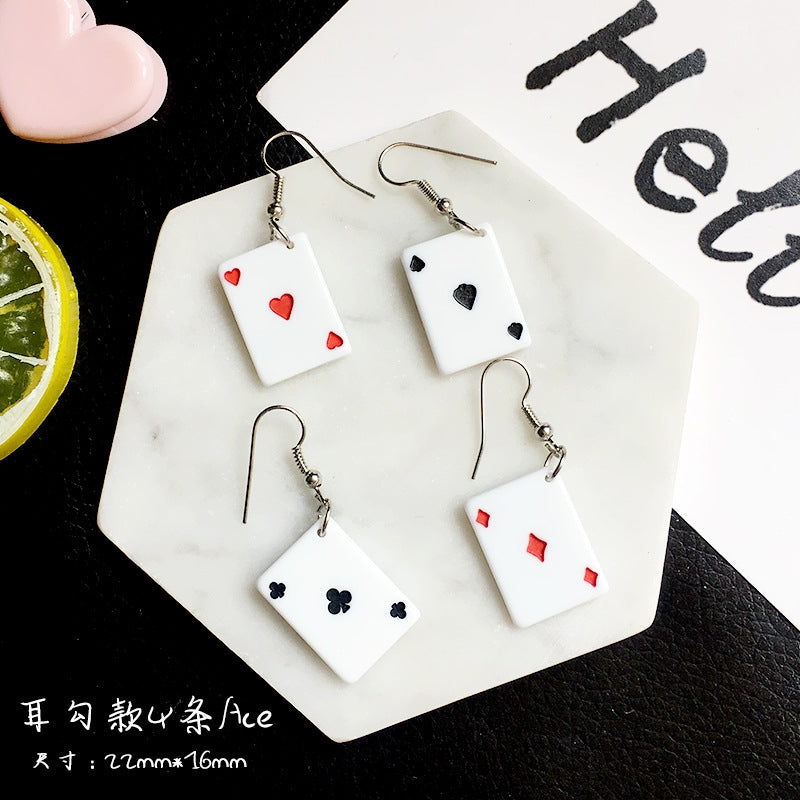 Creative Playing Card Cute Earrings for Girls - Clip-On Style