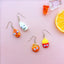 Creative Food Earrings - Hamburger, Fries, and Milk Bottle Design Ear Clips