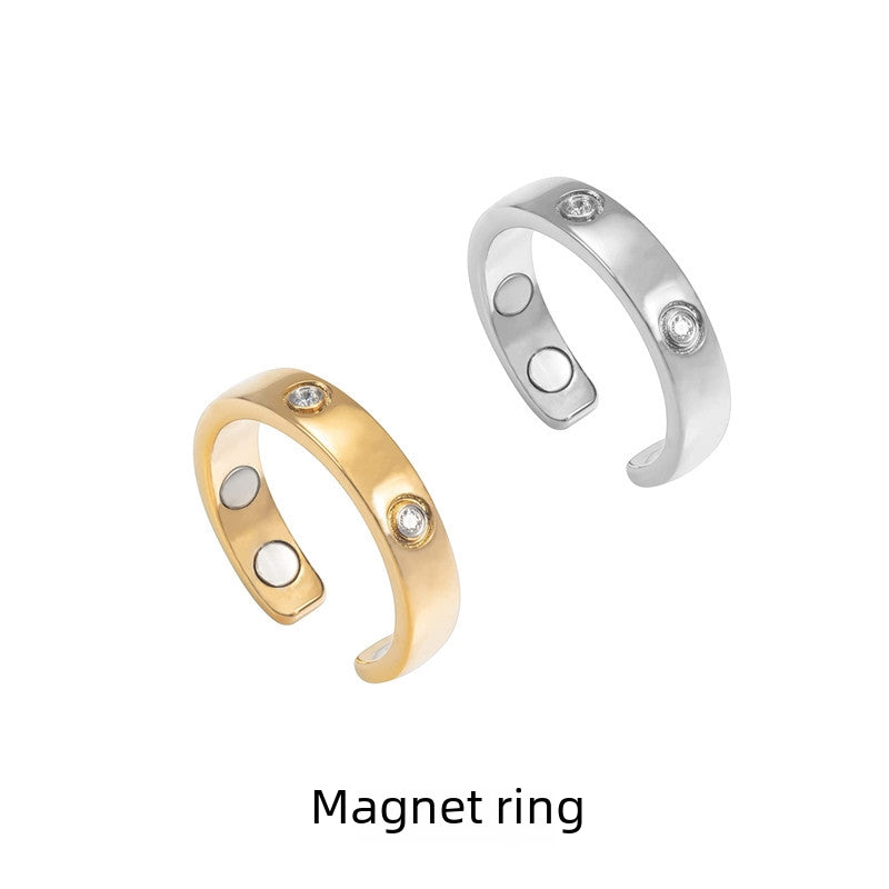 Creative Adjustable Magnetic Therapy Ring with Elegant Crystal Design for Men and Women