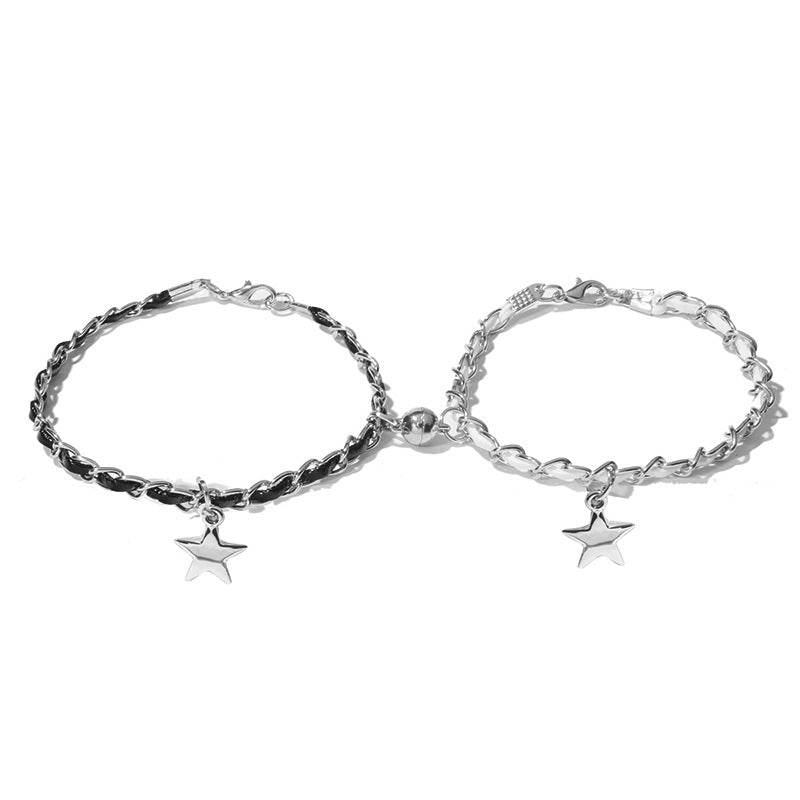 Creative Korean Style Star Magnetic Snap PU Friendship Bracelet Women's Accessories