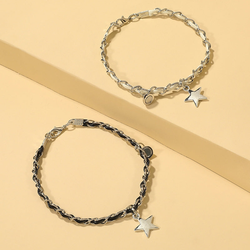 Creative Korean Style Star Magnetic Snap PU Friendship Bracelet Women's Accessories