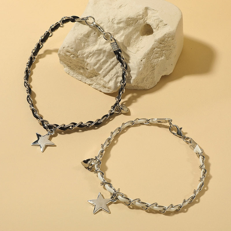 Creative Korean Style Star Magnetic Snap PU Friendship Bracelet Women's Accessories