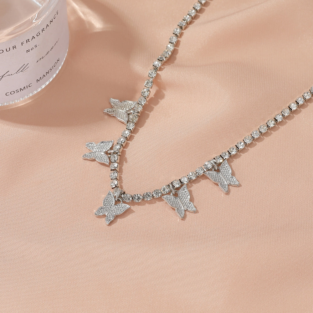 Creative Rhinestone Butterfly Tassel Anklet Fashion Beach Jewelry