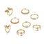 Creative Micro-inlaid Diamond Butterfly and Flower Knuckle Ring Set - 8 Pieces