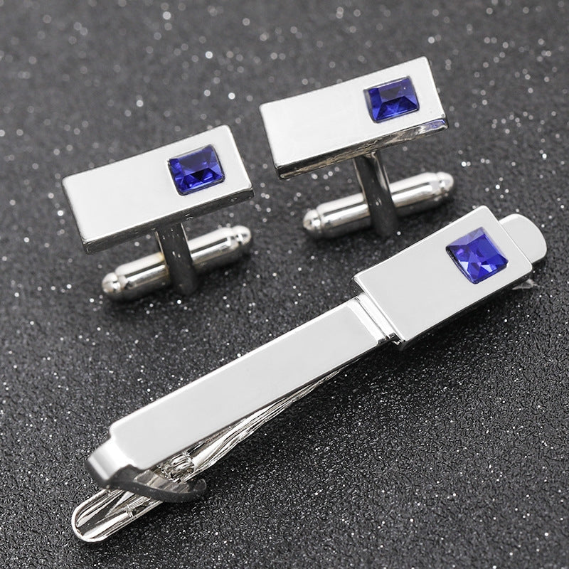 Men's Business Suit French Alloy Cufflinks and Tie Clips Set