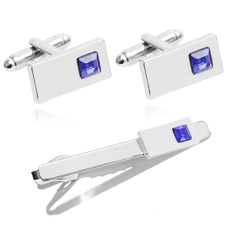 Men's Business Suit French Alloy Cufflinks and Tie Clips Set