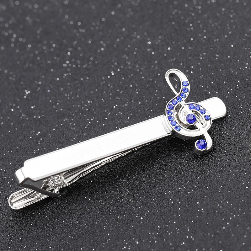 Men's French Business Shirt Cufflinks and Tie Clip Set - Note Diamond Design