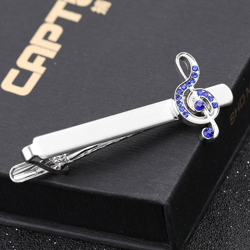 Men's French Business Shirt Cufflinks and Tie Clip Set - Note Diamond Design