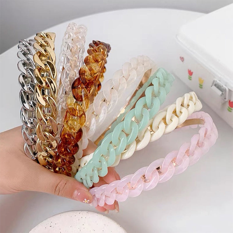 Candy Color Chain Headband Resin Hair Accessories for Women