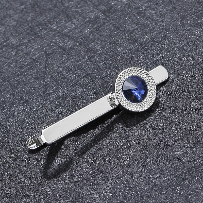 European American Fashion Men's Tie Clip and Cufflinks Set - Zircon Stone Business Accessories