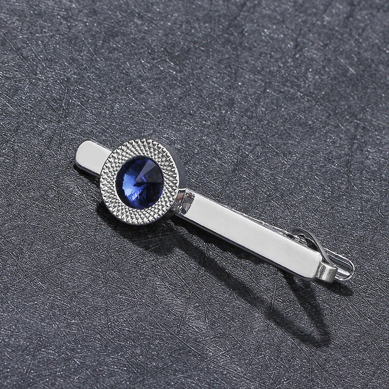 European American Fashion Men's Tie Clip and Cufflinks Set - Zircon Stone Business Accessories