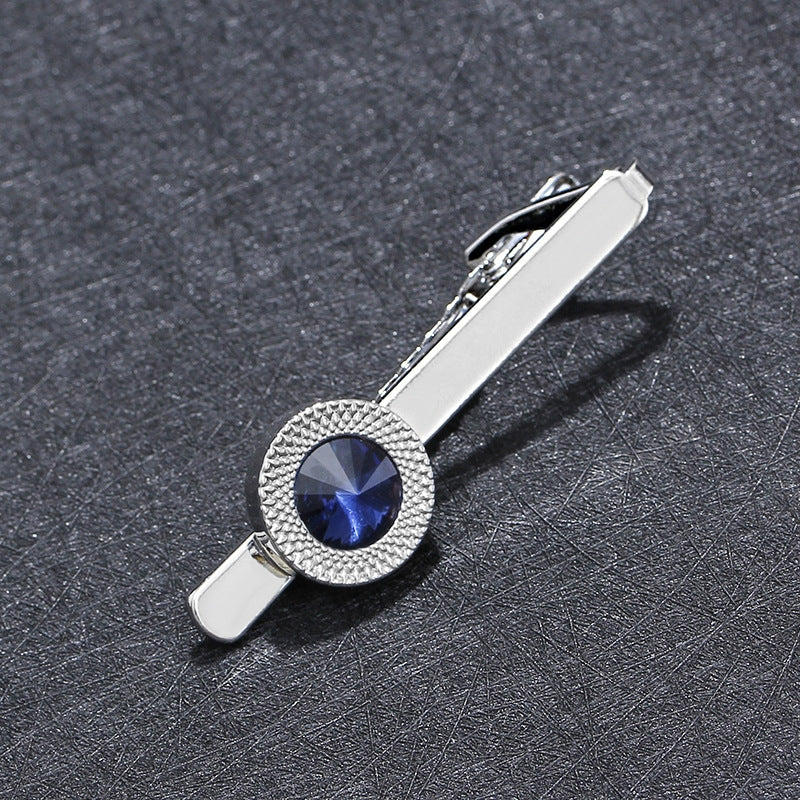 European American Fashion Men's Tie Clip and Cufflinks Set - Zircon Stone Business Accessories