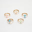 New Fashion Candy Color Amber-Inspired 5-Piece Ring Set