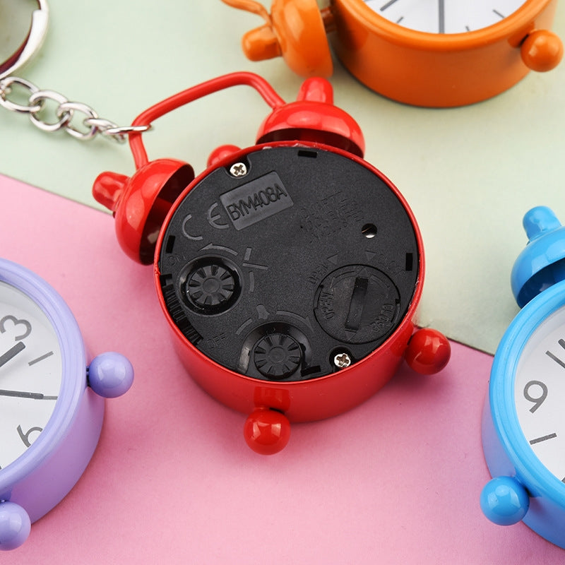 Cute Mini Alarm Clock Keychain - Iron Plated Cartoon Keyring for Bags and Gifts