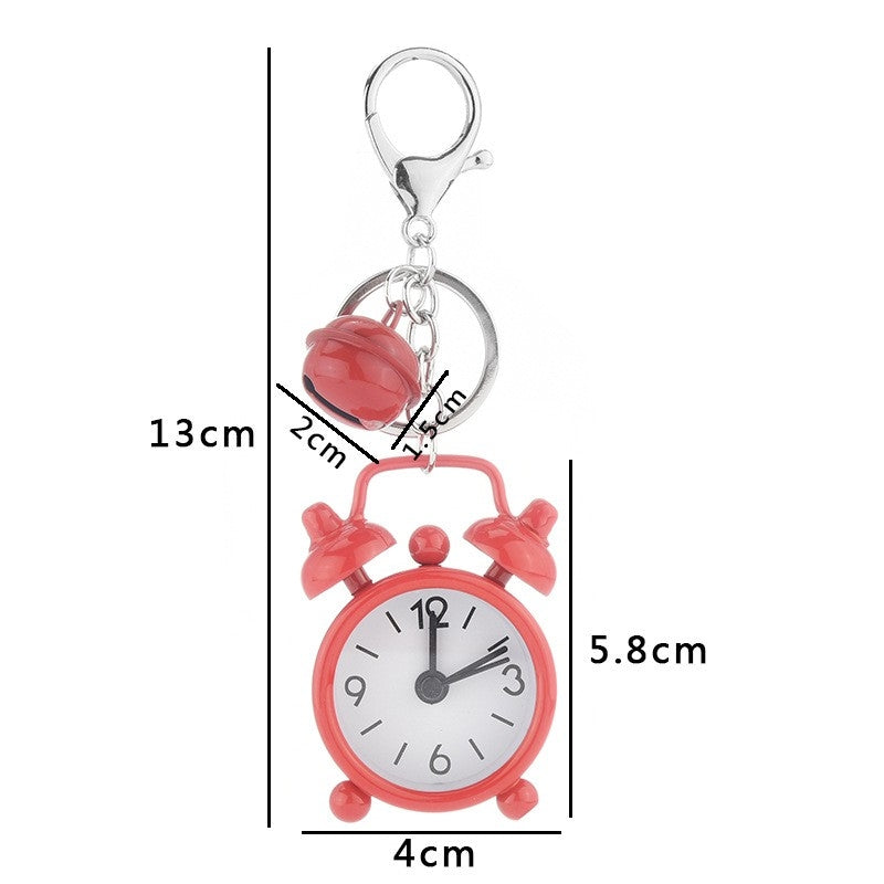 Cute Mini Alarm Clock Keychain - Iron Plated Cartoon Keyring for Bags and Gifts