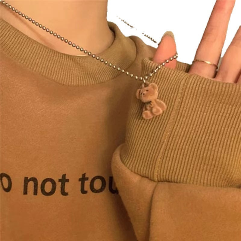 Cute Teddy Bear Pendant Necklace for Women - Trendy Alloy Plating Choker Chain