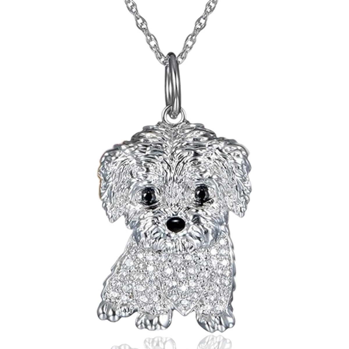 Cute Maltese Dog Animal Pendant Necklace